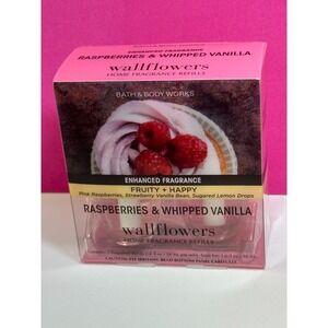 Bath & Body Works "RASPBERRIES & WHIPPED VANILLA" Wallflowers Refills 2Pk 0.8 FL
